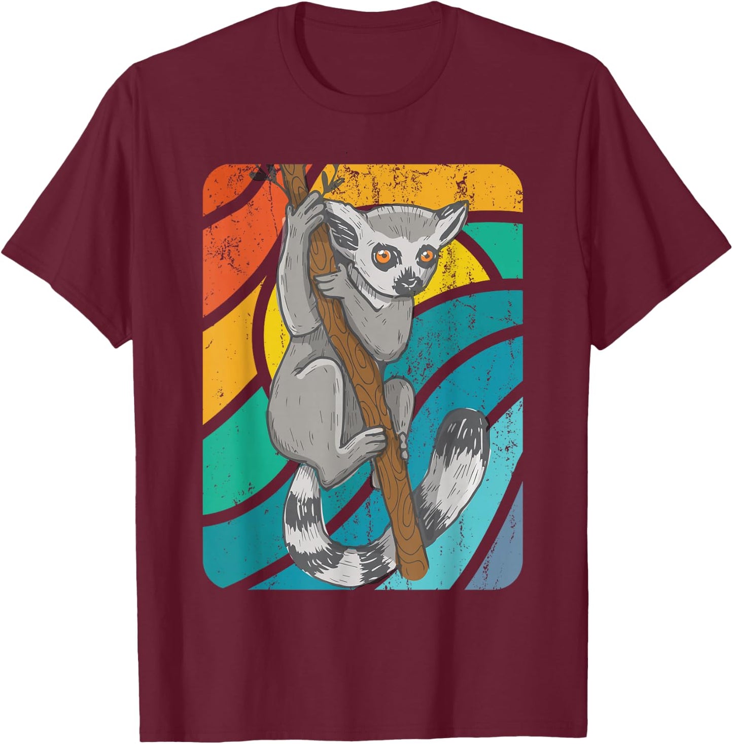 Ring Tailed Lemur T-Shirt - T-Shirt | Maroon