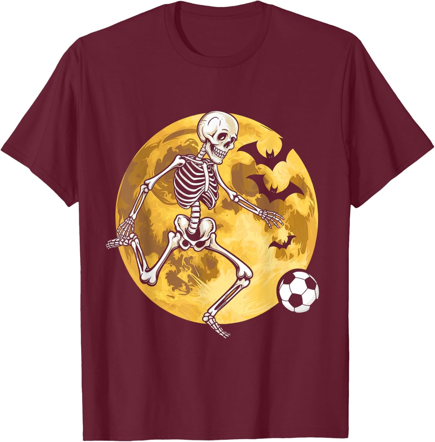 Soccer Skeleton Halloween Men Boys Soccer Player T-Shirt - T-Shirt | Maroon