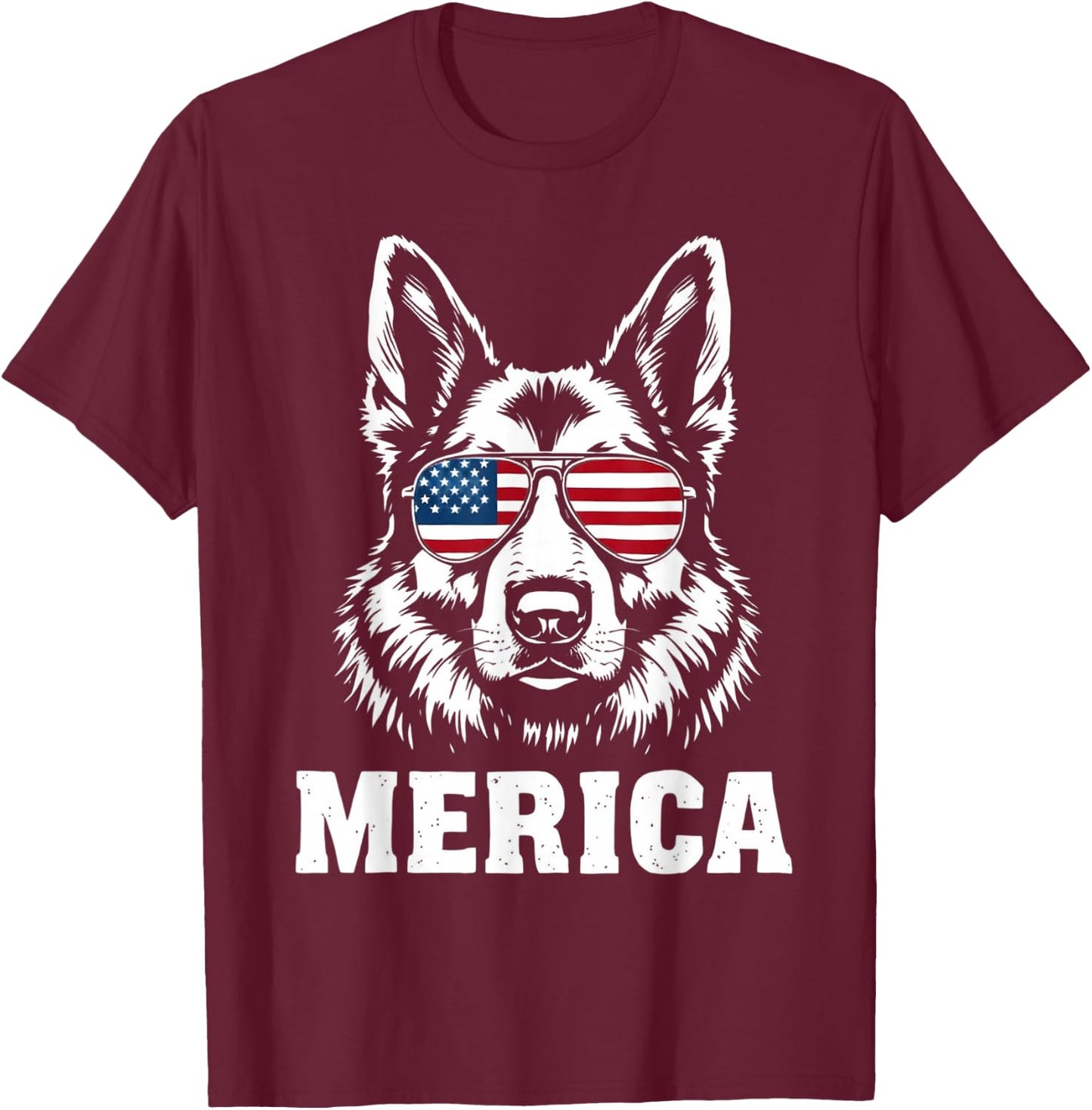 American Flag Merica german shepherd 4th Of July kids women T-Shirt - T-Shirt | Maroon