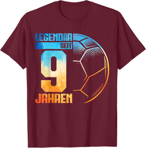 9th Birthday Retro Handball Player 9 Years Boy Kids , black T-Shirt - T-Shirt | Maroon