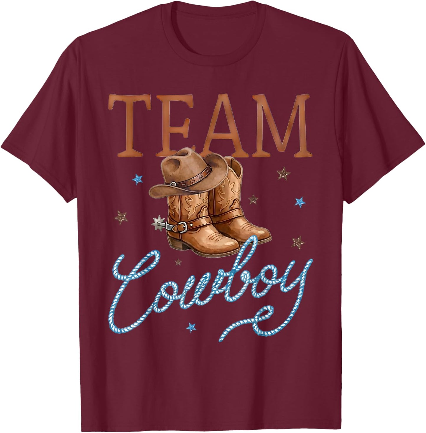 Cowboy Or Cowgirl Team Boy Girl Western Gender Reveal Family T-Shirt - T-Shirt | Maroon