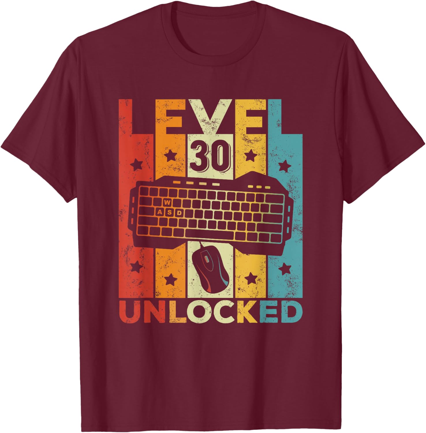 Level 30 Unlocked Gaming Keyboard 30th Birthday Men Women T-Shirt - T-Shirt | Maroon