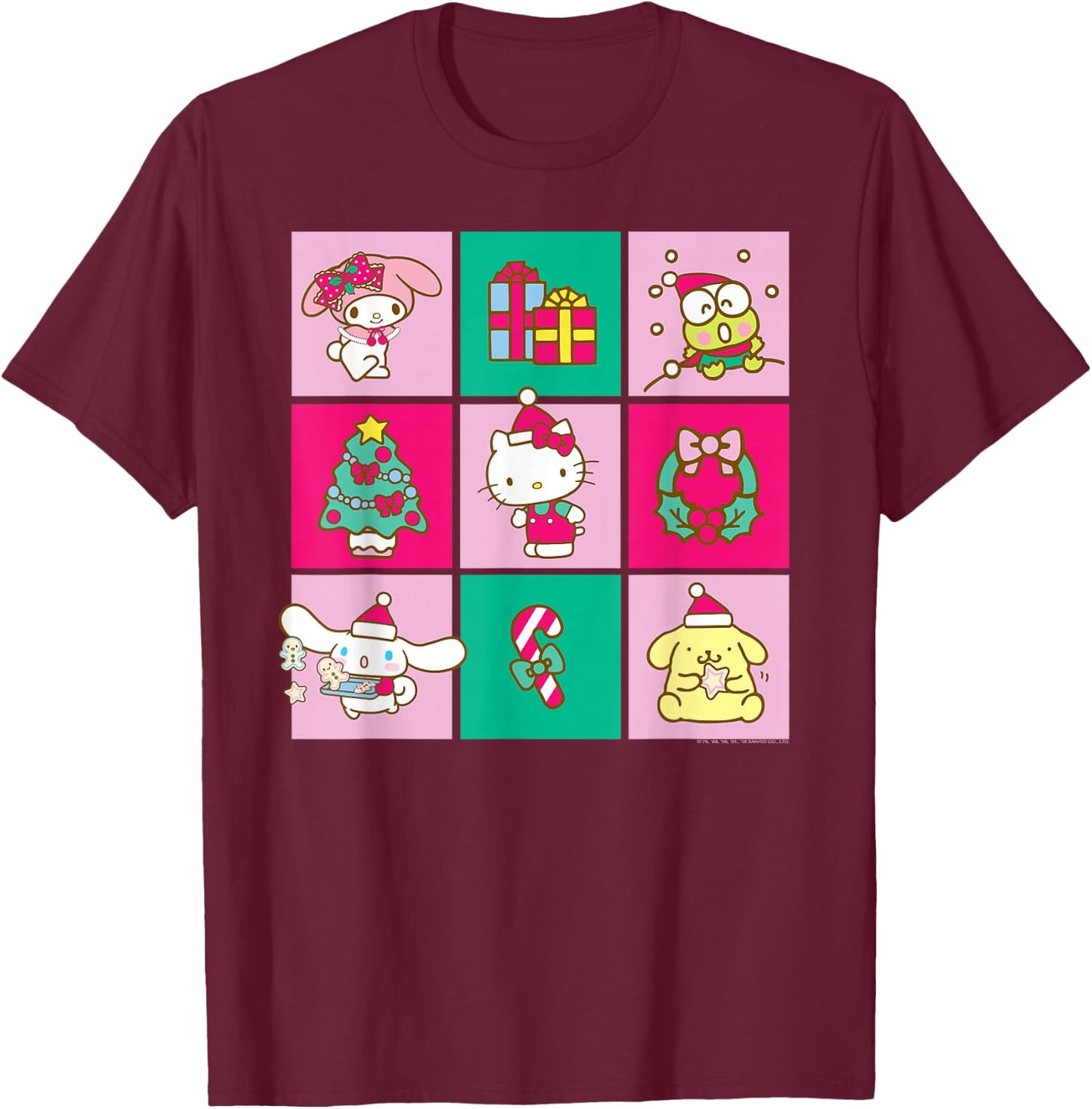 Hello Sanrio Friends Christmas Time Shirt T-Shirt - T-Shirt | Maroon