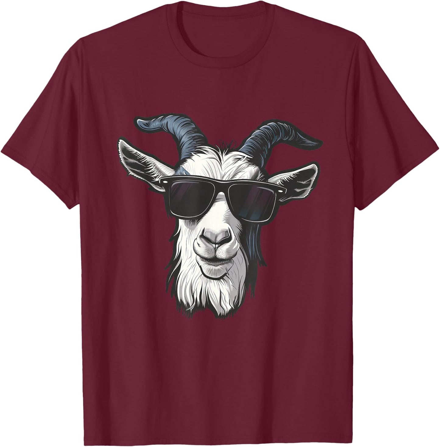 Goat Sunglasses Graphic T-Shirt - T-Shirt | Maroon