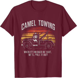 Camel Towing Retro Adult Humor Saying Funny T-Shirt - T-Shirt | Maroon