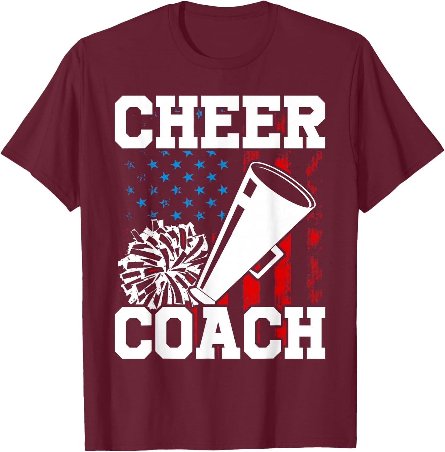 Cheer Coach Leopard Cheetah Print Red Cheer T-Shirt - T-Shirt | Maroon
