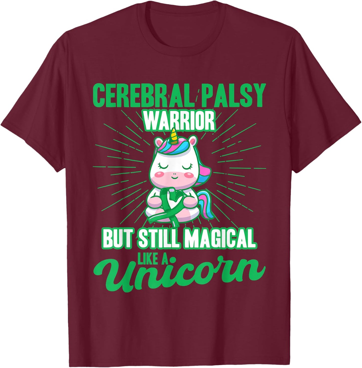 Magical Like A Unicorn Cerebral Palsy Awareness T-Shirt - T-Shirt | Maroon