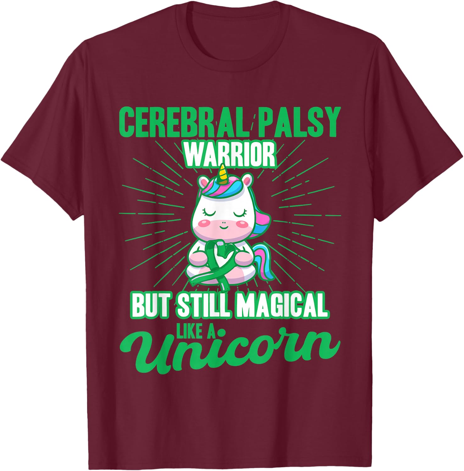 Magical Like A Unicorn Cerebral Palsy Awareness T-Shirt - T-Shirt | Maroon
