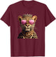 Crowned Leopard With Sunglasses And Chains T-Shirt - T-Shirt | Maroon