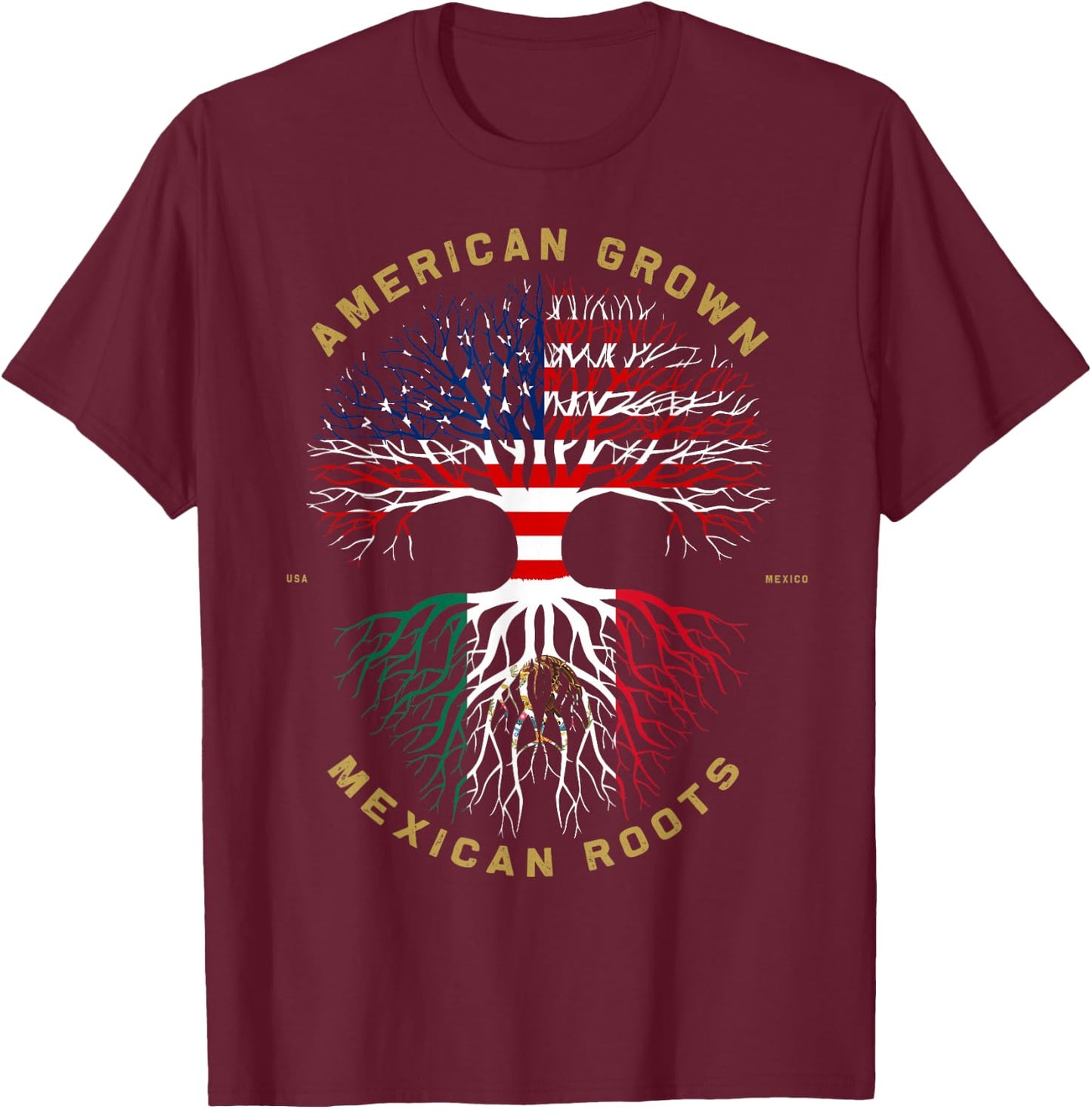 Mexico Country Lover Proud American Grown Mexican Roots T-Shirt - T-Shirt | Maroon