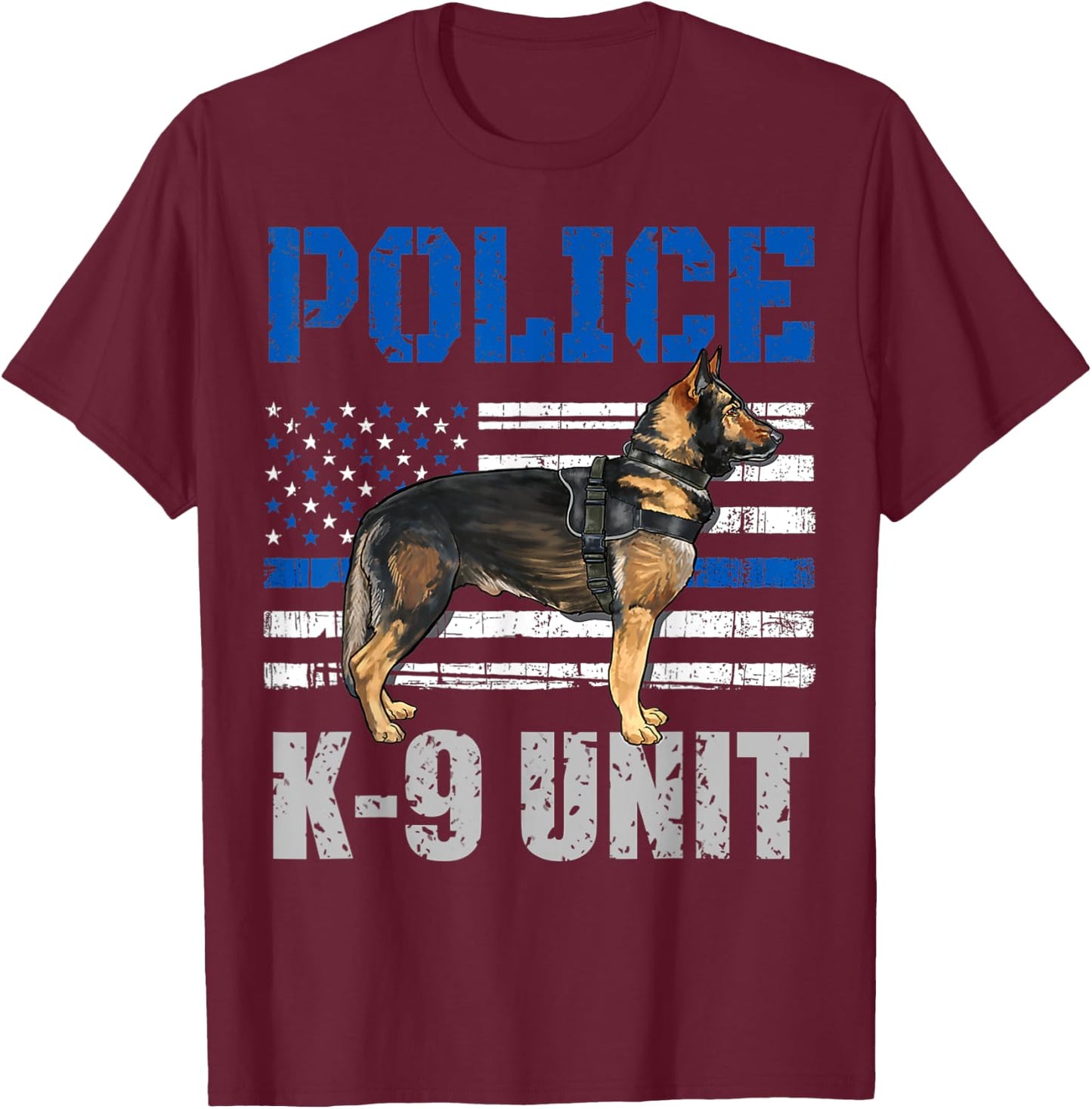 Police K-9 Unit Shirt Dog Costume Thin Blue Line Officer Women Kids T-Shirt - T-Shirt | Maroon