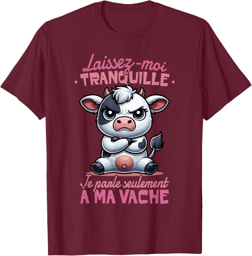 Funny Cow Woman Girl Child Je Parle à ma Vache , Black, S