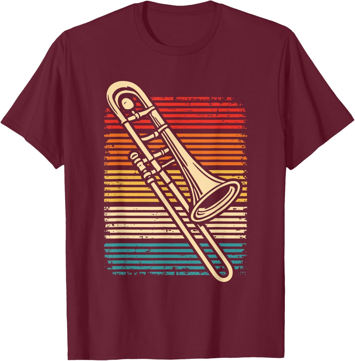 Trombone Player Marching Band Retro Jazz Trombone T-Shirt - T-Shirt | Maroon