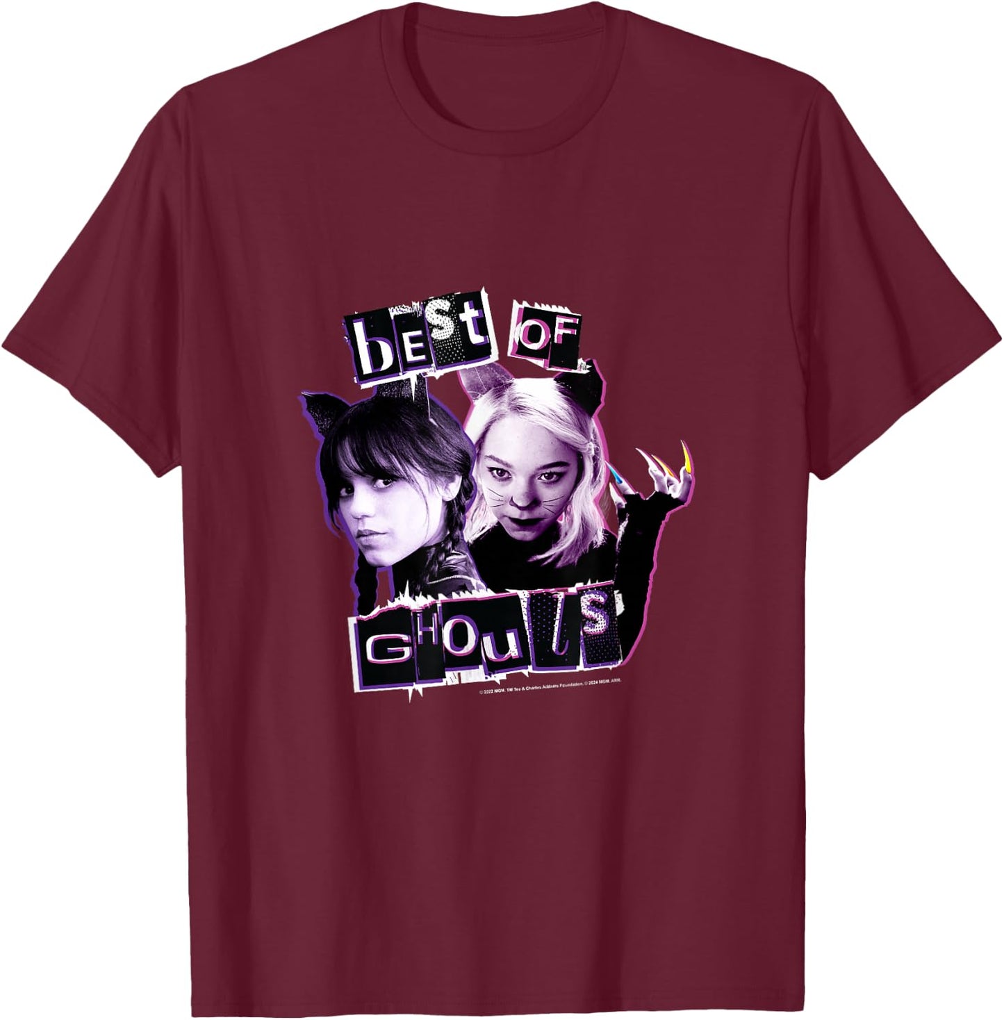 Wednesday Best of Ghouls Wednesday & Enid Vintage T-Shirt - T-Shirt | Maroon