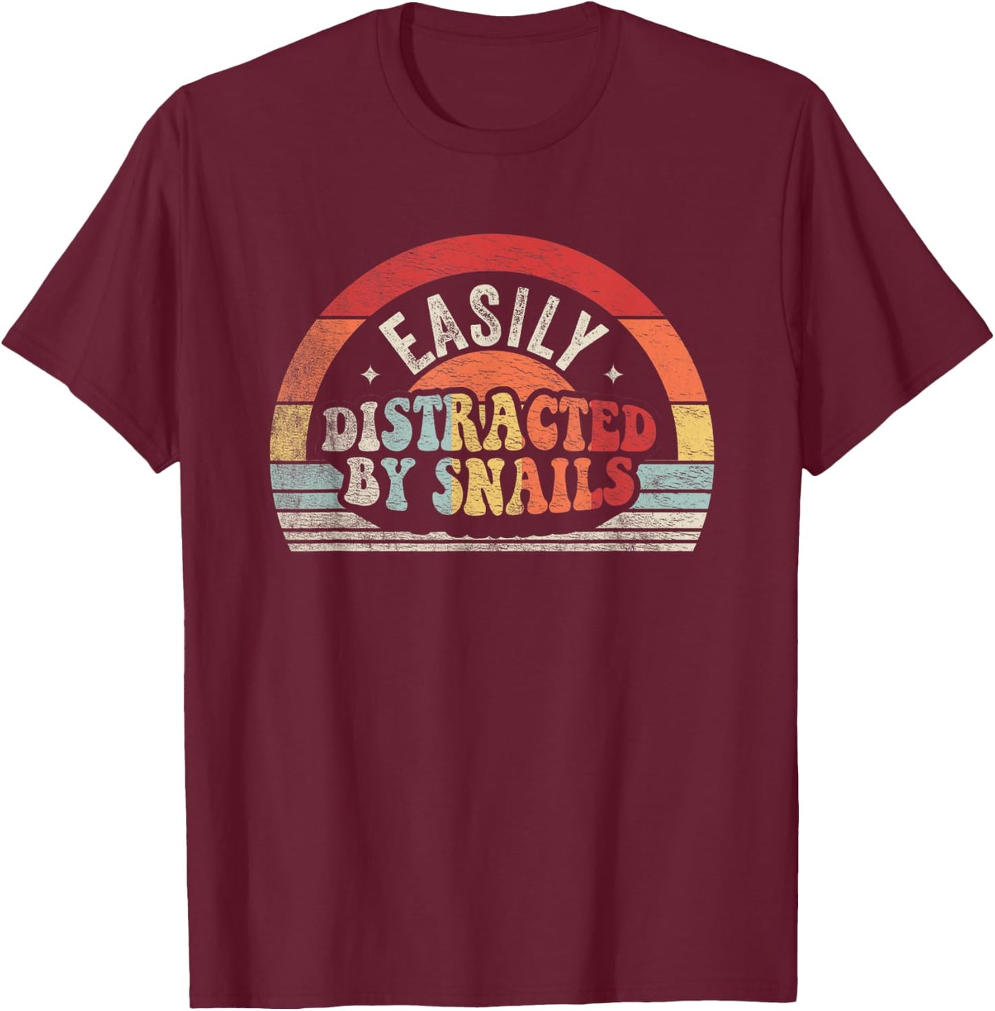 Retro Vintage Snail Lover Gifts Easily Distracted By Snails T-Shirt - T-Shirt | Maroon