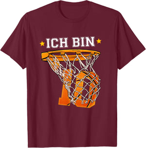 Ich Bin 10 Basketball Boy Girl 10 Years 10th Birthday , black T-Shirt - T-Shirt | Maroon