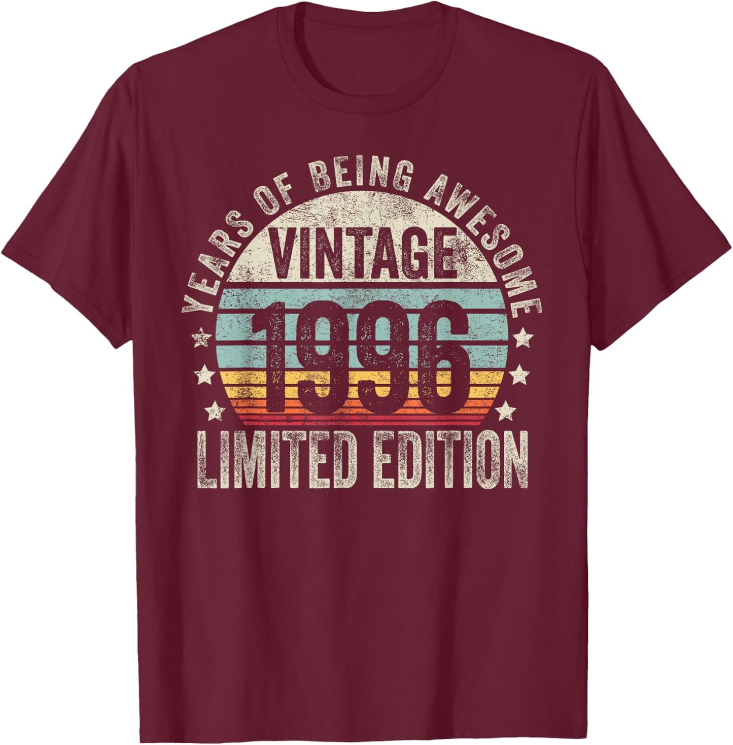 Vintage 1996 T Shirts Retro Funny 1996 Birthday T-Shirt - T-Shirt | Maroon