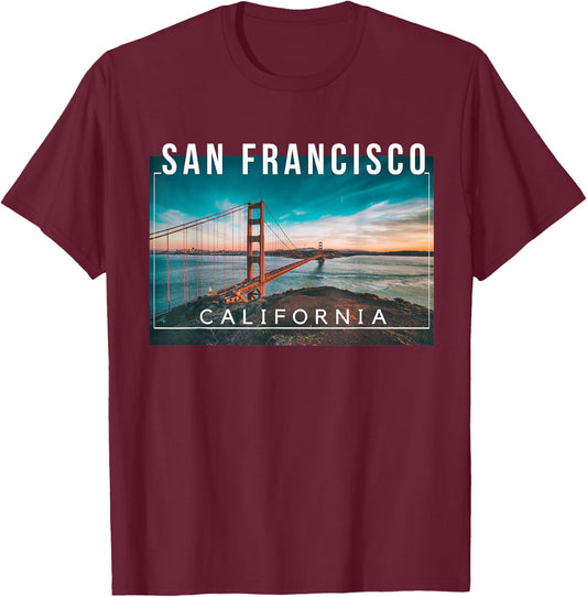 San Francisco California Golden Gate Frisco San Fran T-Shirt - T-Shirt | Maroon