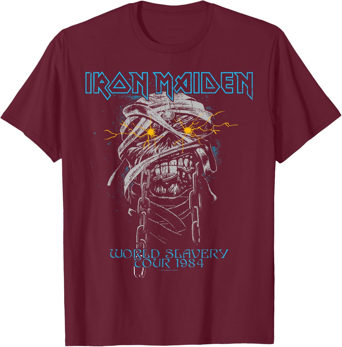 Iron Maiden - Powerslave Head Mummy Black , Black, S T-Shirt - T-Shirt | Maroon