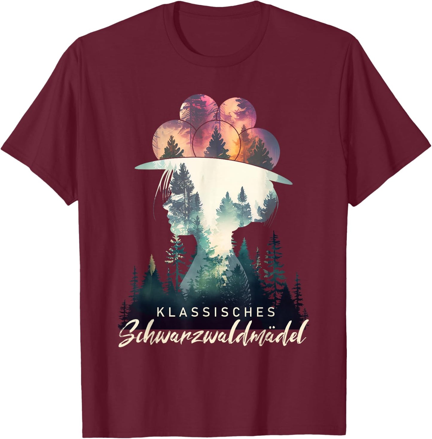 Classic Black Forest Girl Black Forest Maidli Bollenhut , black T-Shirt - T-Shirt | Maroon