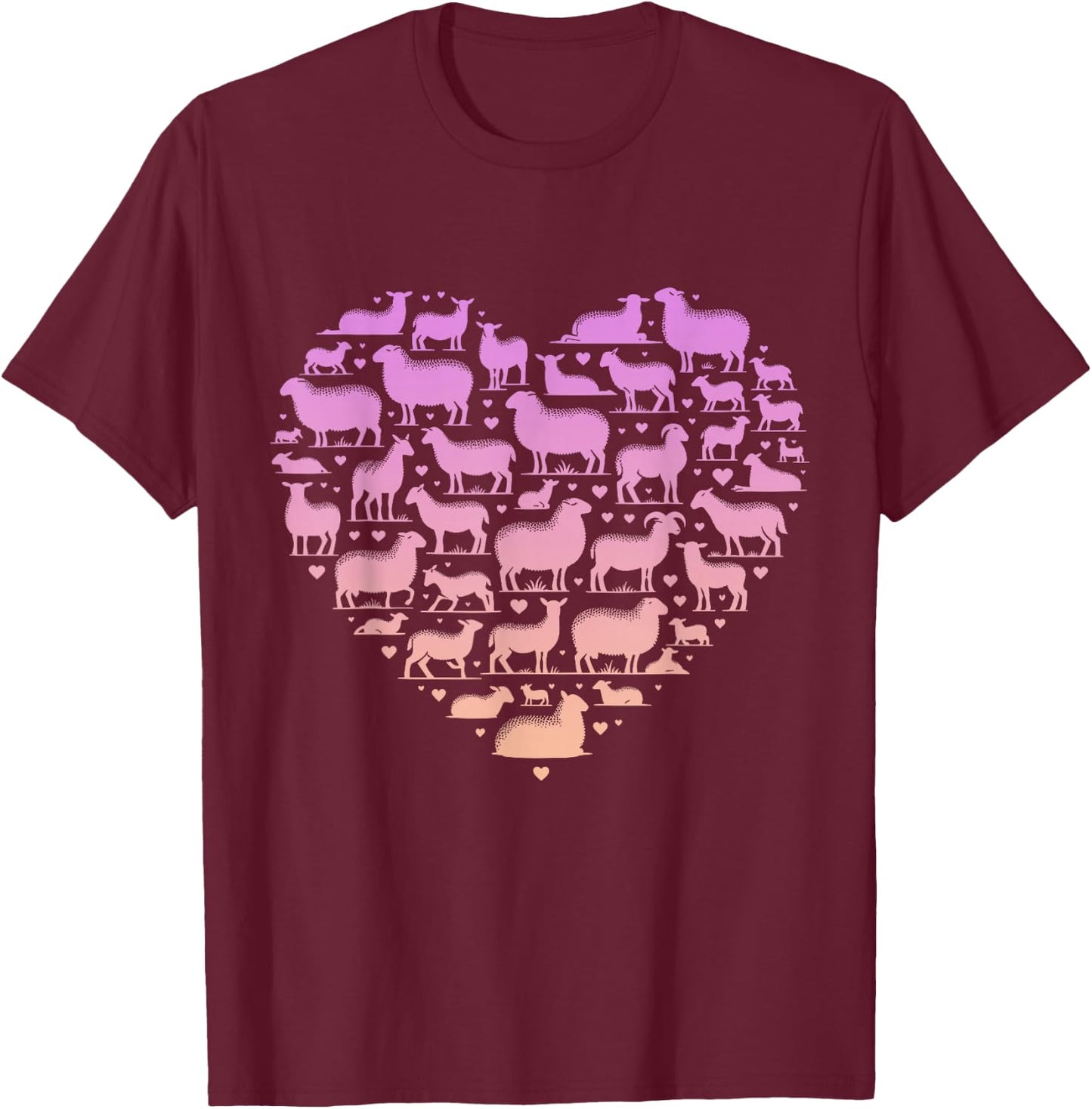 Silhouette Sheep for Sheep Lover | Girls Sheep T-Shirt - T-Shirt | Maroon