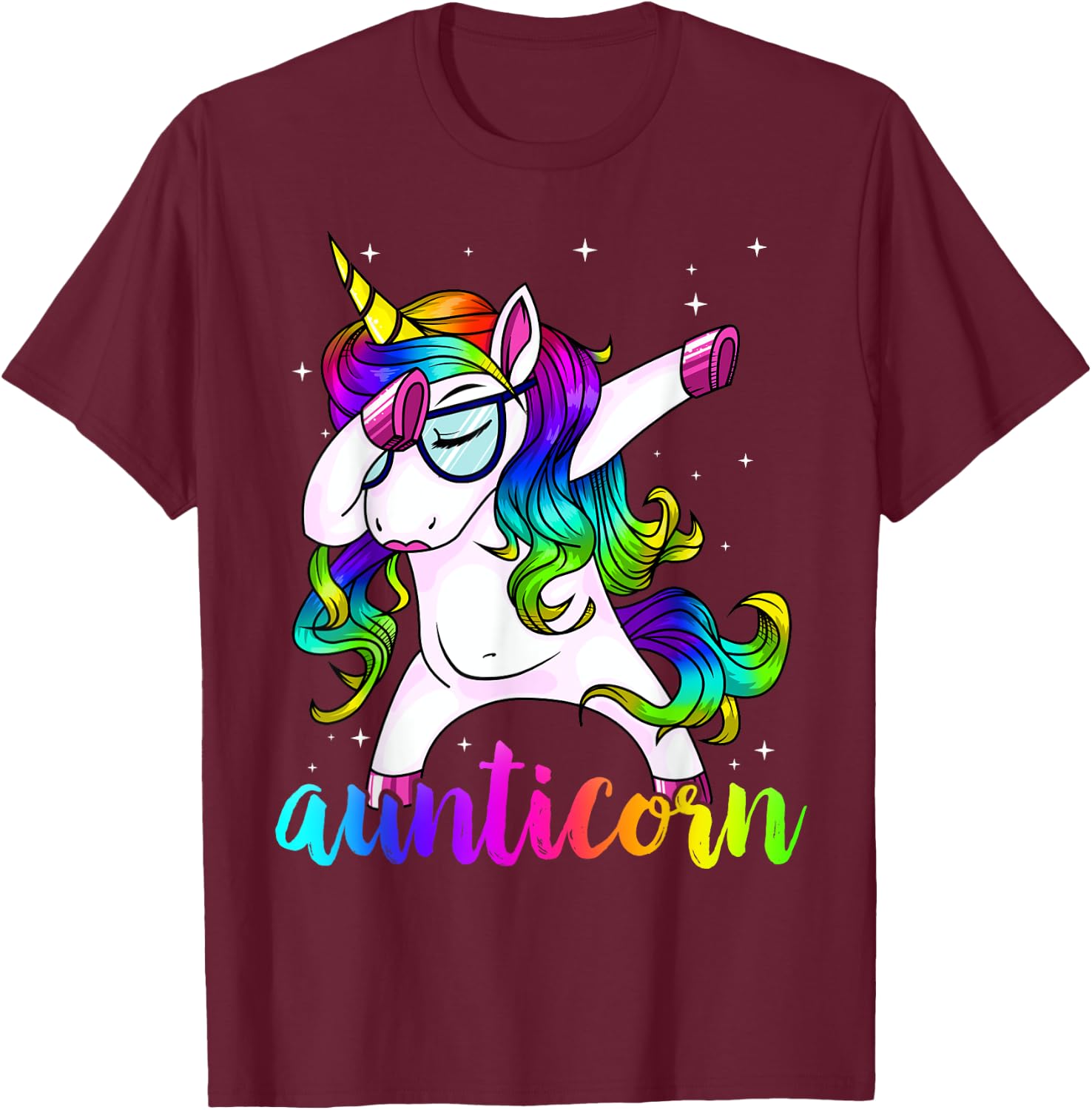 Aunticorn Aunty Dabbing Unicorn Auntie Aunt Christmas Gift T-Shirt - T-Shirt | Maroon