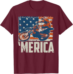 Motocross racer dirt bike 'Merica American Flag Men T-Shirt - T-Shirt | Maroon