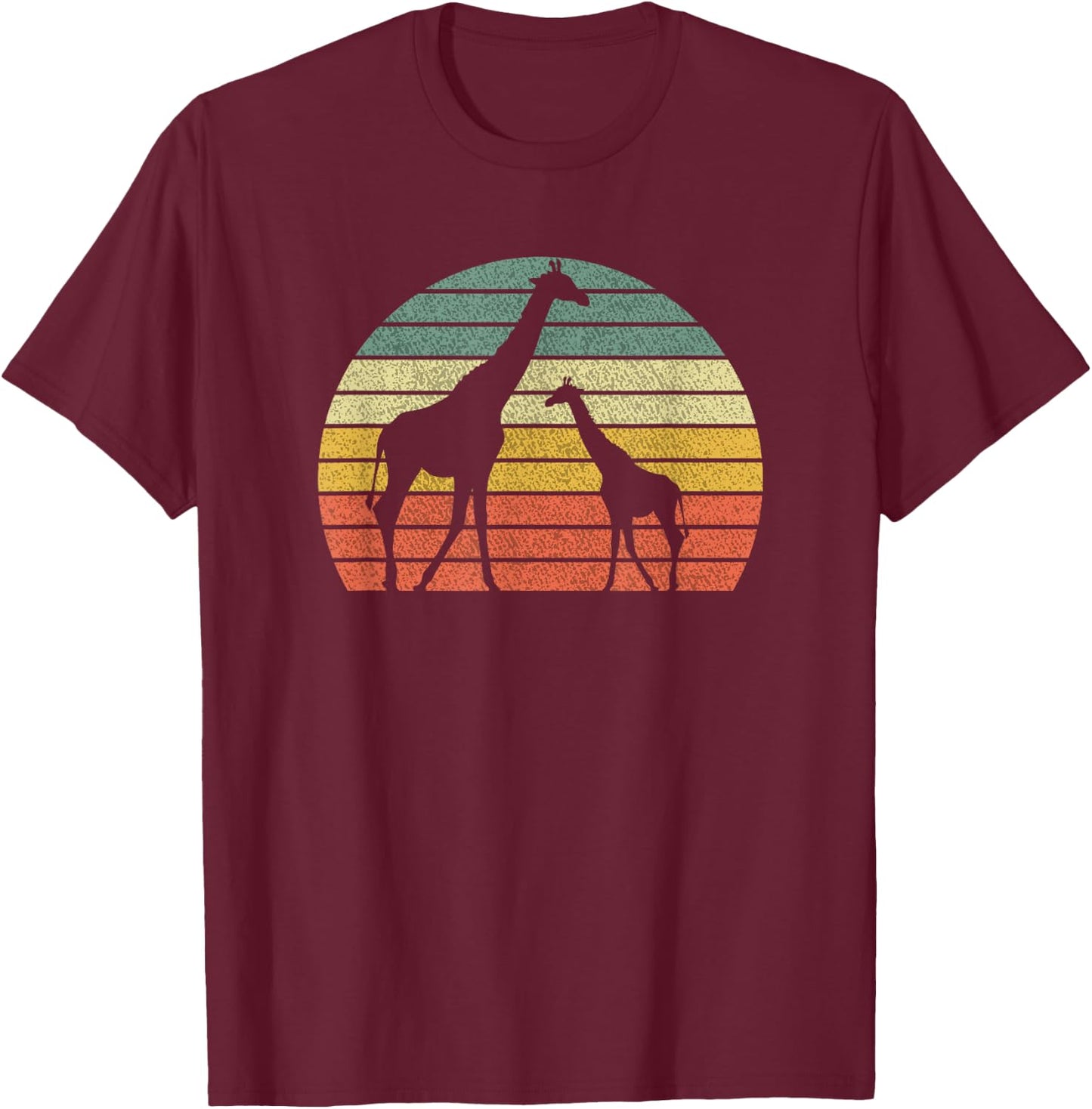 Retro Giraffe Vintage Design Animal Africa Zoo Giraffes T-Shirt - T-Shirt | Maroon