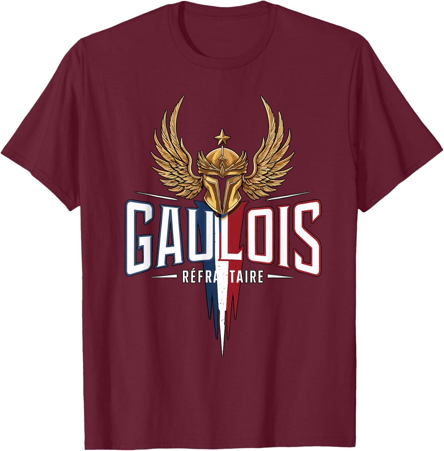 Patriotic Gaul REFRACTORY Patriotic Patriotic Patriotic , Black, S T-Shirt - T-Shirt | Maroon