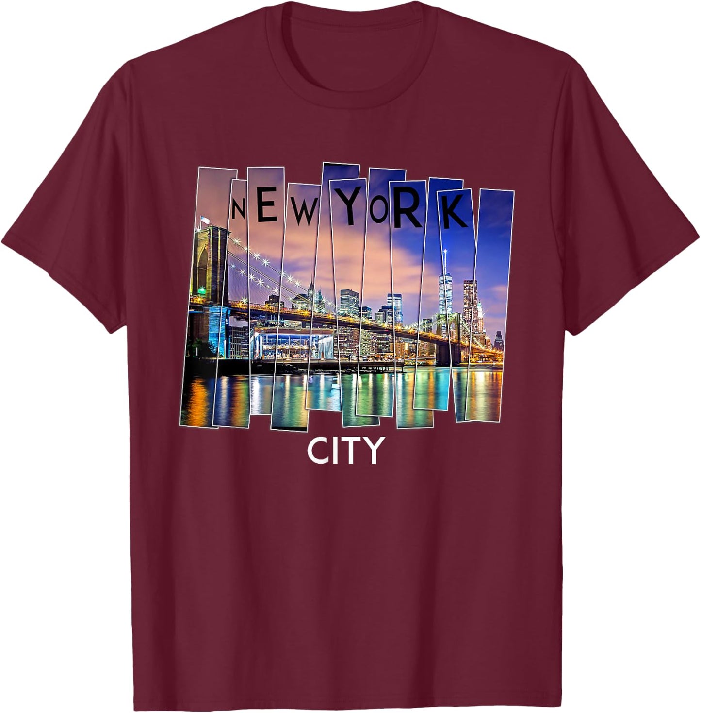 New York City Skyline North America Brooklyn Souvenirs Men T-Shirt - T-Shirt | Maroon