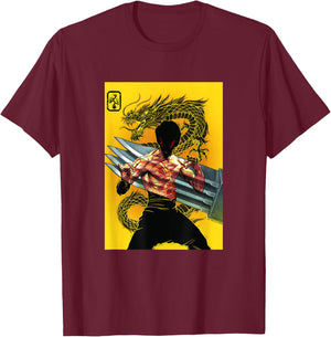 WB100 Enter The Dragon Bruce Lee Metal Claw Yellow Poster T-Shirt - T-Shirt | Maroon