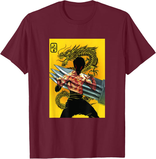 WB100 Enter The Dragon Bruce Lee Metal Claw Yellow Poster T-Shirt - T-Shirt | Maroon