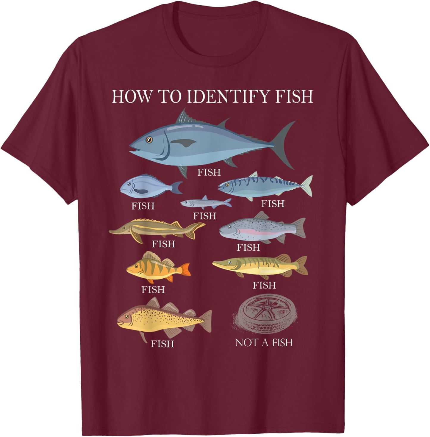How to Identify Fish Graphic Funny Fishing T-Shirt - T-Shirt | Maroon