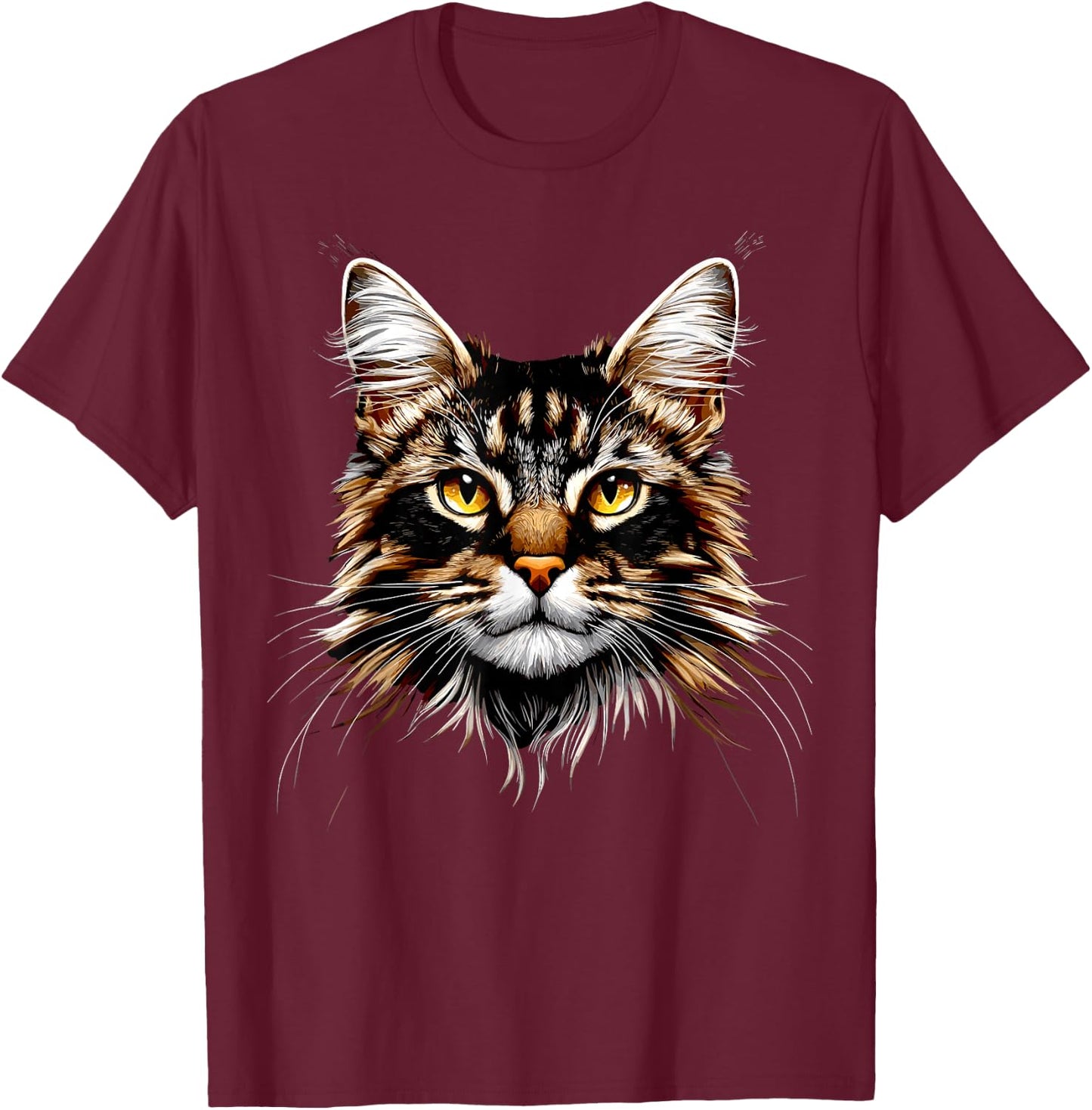 Maine Coon Cat Cat Lover Maine Coon Soft , Black, S T-Shirt - T-Shirt | Maroon