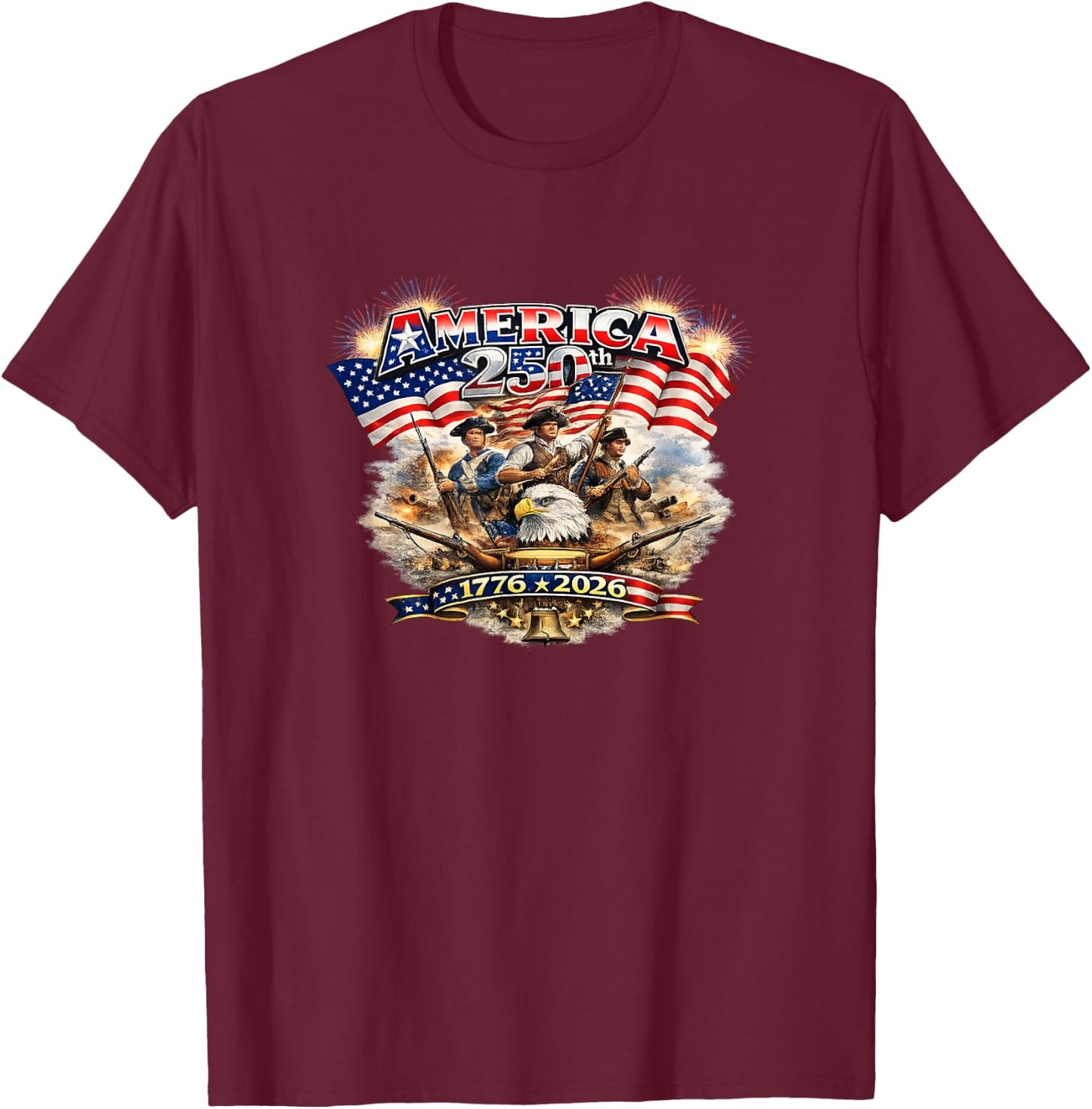 Happy Birthday America USA 250th T-Shirt - T-Shirt | Maroon