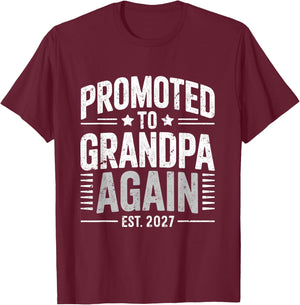 Promoted to Grandpa Again 2027 T-Shirt - T-Shirt | Maroon