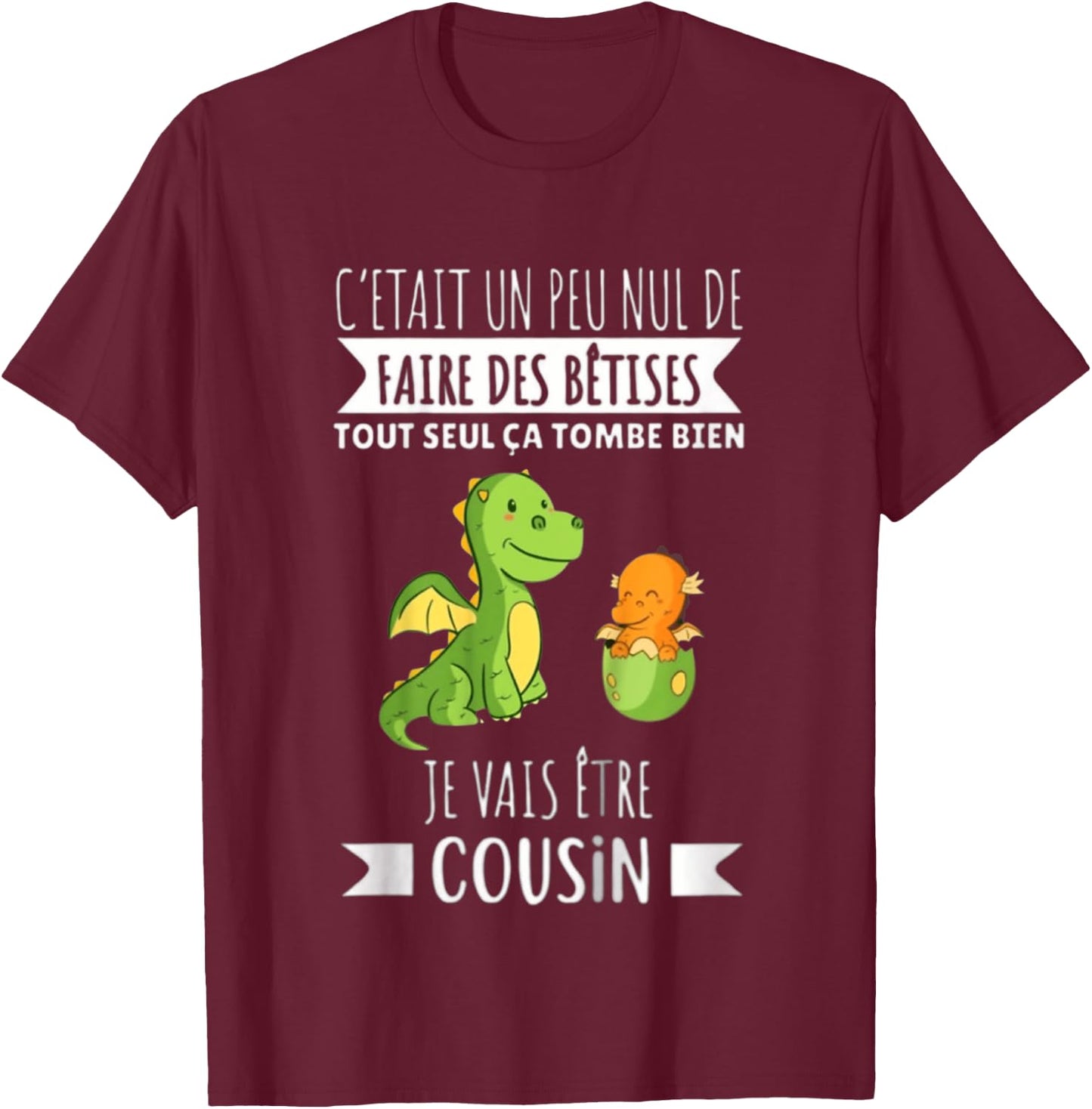 Enfant Future Cousin 2025 Je Vais Etre Cousin , Black, 2 T-Shirt - T-Shirt | Maroon