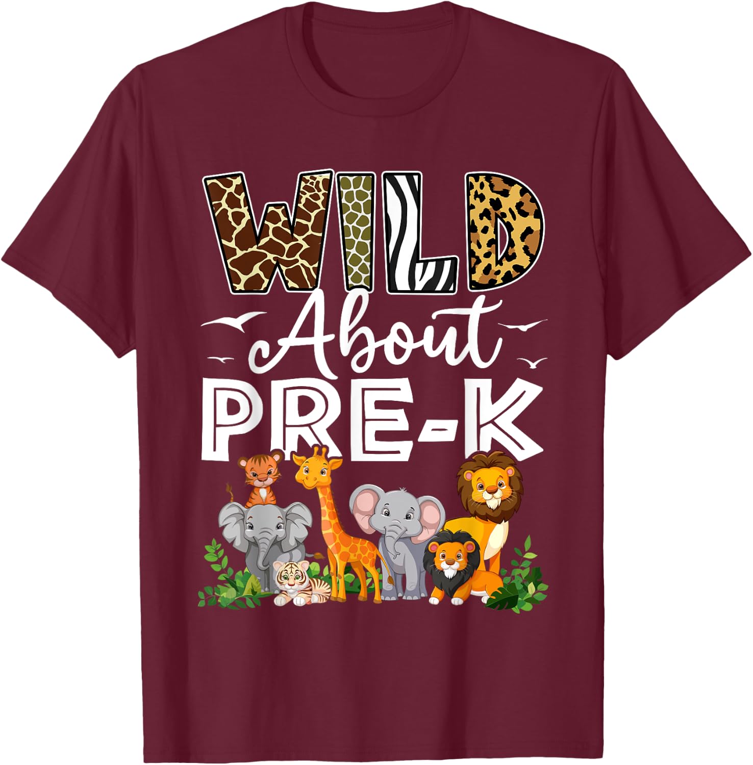 Pre-k Teacher, Kids Back To School Wild About Pre-k T-Shirt - T-Shirt | Maroon