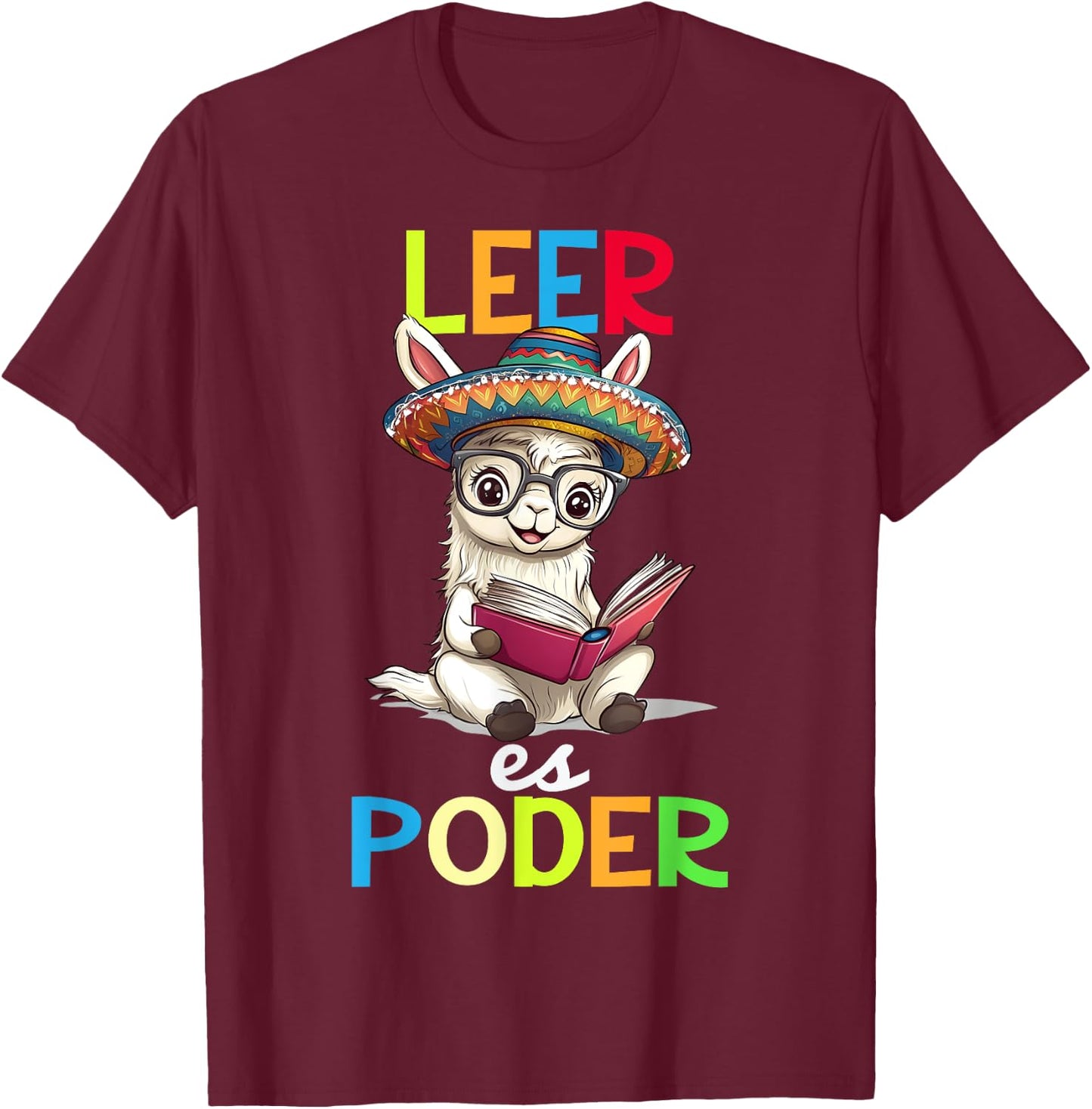 Spanish Reading Book Lover Sloth Maestra Leer Es Poder T-Shirt - T-Shirt | Maroon