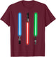 Star Wars Lightsaber Line-Up Photoreal Graphic T-Shirt - T-Shirt | Maroon