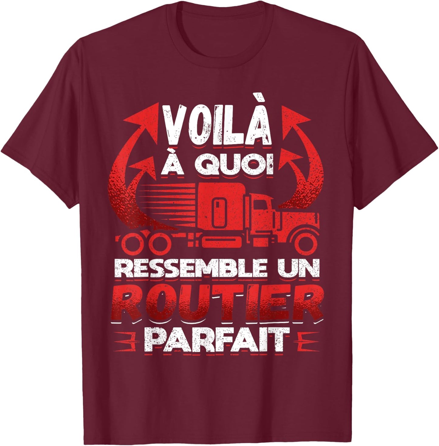 Perfect Road Truck Truck Driver Road , Black, S T-Shirt - T-Shirt | Maroon