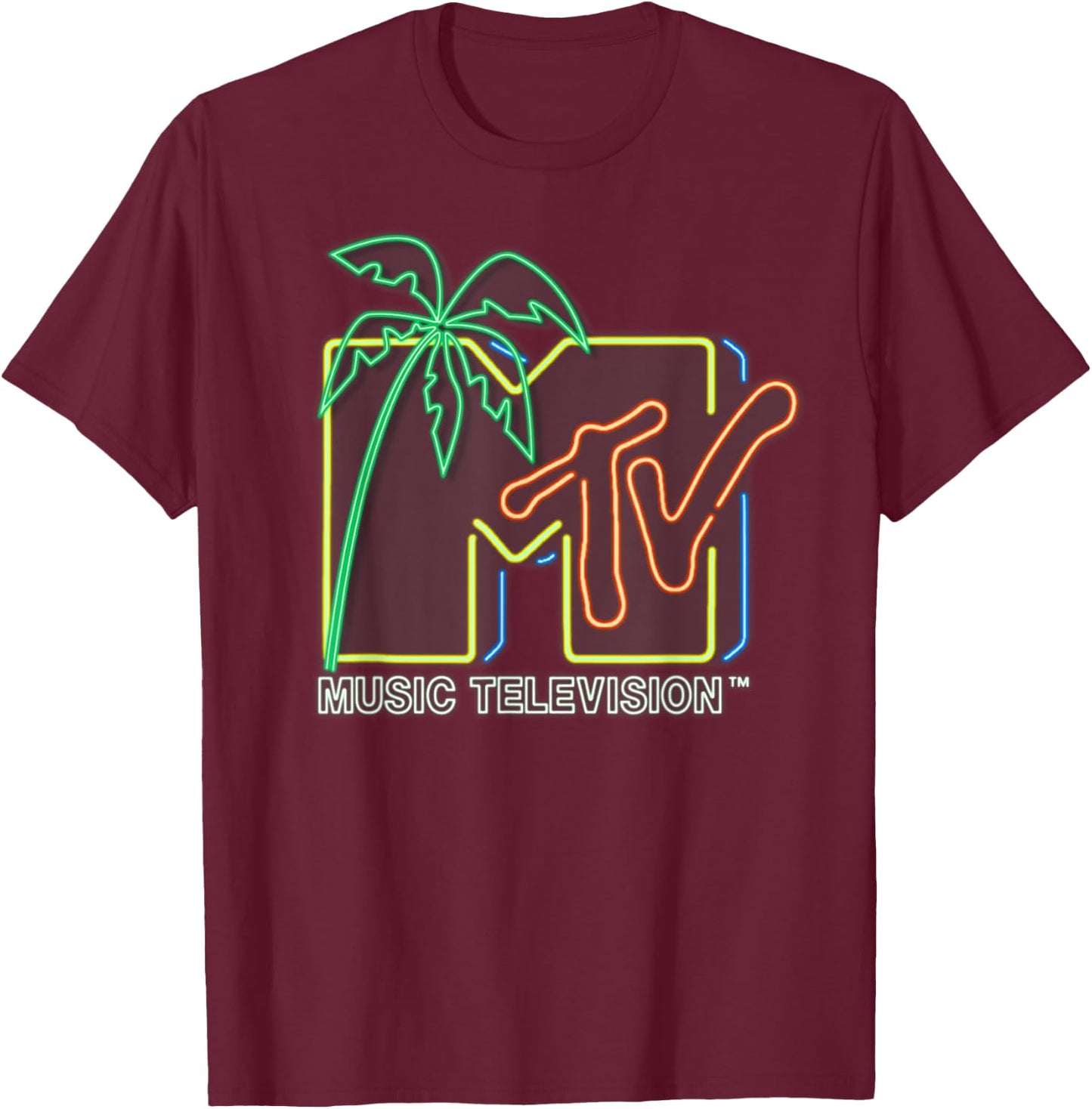 MTV - Neon Light Logo T-Shirt - T-Shirt | Maroon