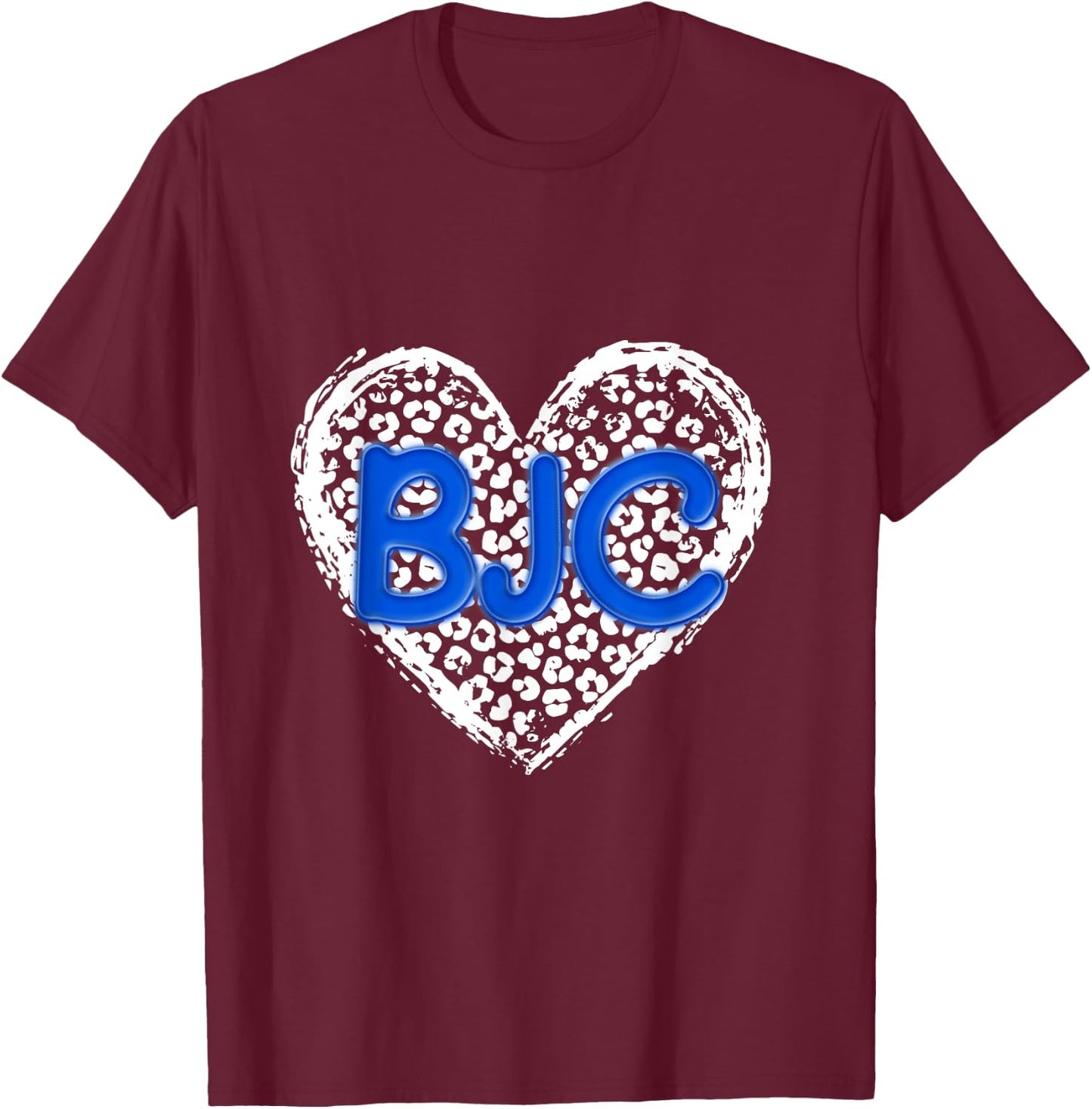 BJC Blue Initials Leopard Cheetah Heart Trendy T-Shirt - T-Shirt | Maroon