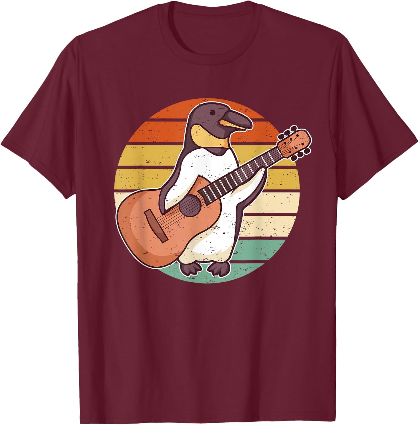 Penguin Guitar Player Guitarist T-Shirt - T-Shirt | Maroon