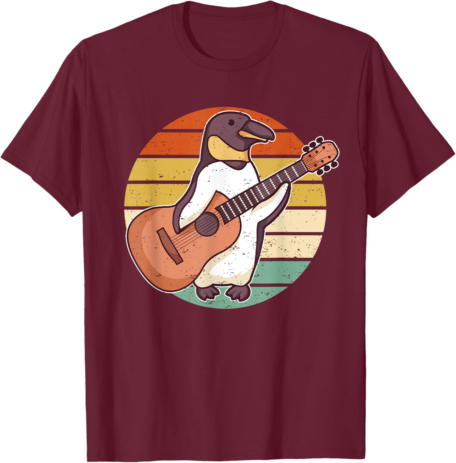 Penguin Guitar Player Guitarist T-Shirt - T-Shirt | Maroon