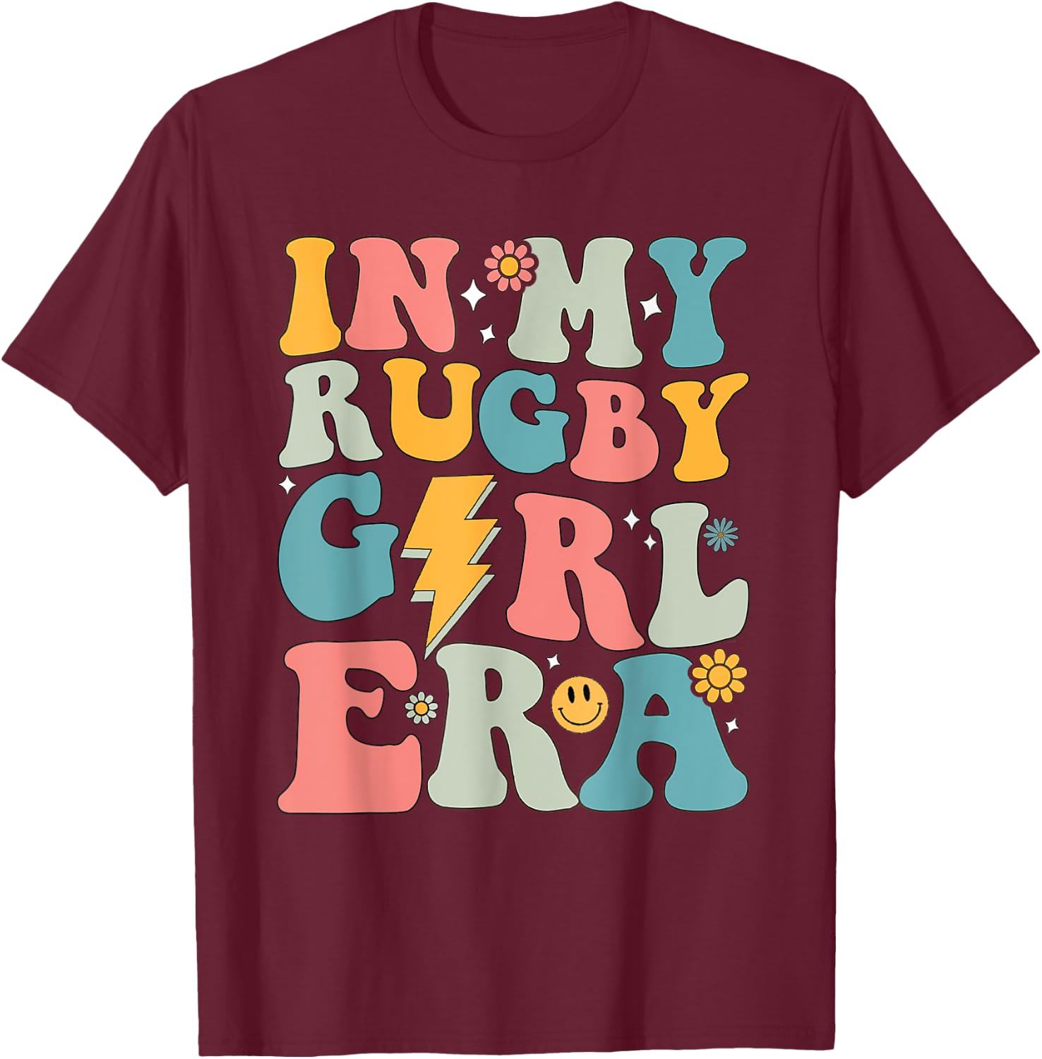 Groovy In My Rugby Girl Era Women T-Shirt - T-Shirt | Maroon