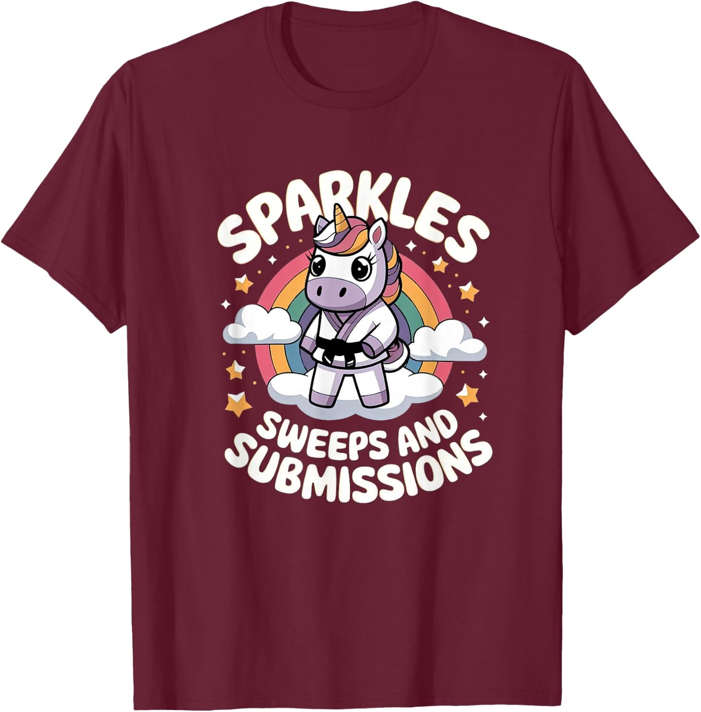 Jiu Jitsu Unicorn - Cute Grappling BJJ T-Shirt - T-Shirt | Maroon