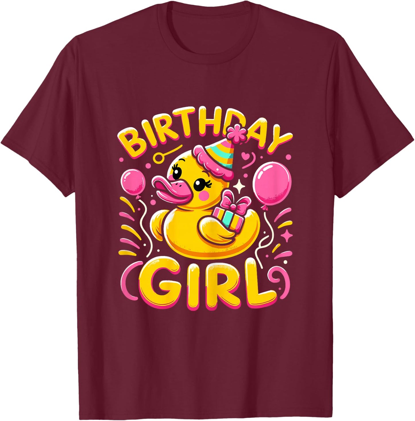 Birthday Girl Rubber Duck Birthday Party T-Shirt - T-Shirt | Maroon