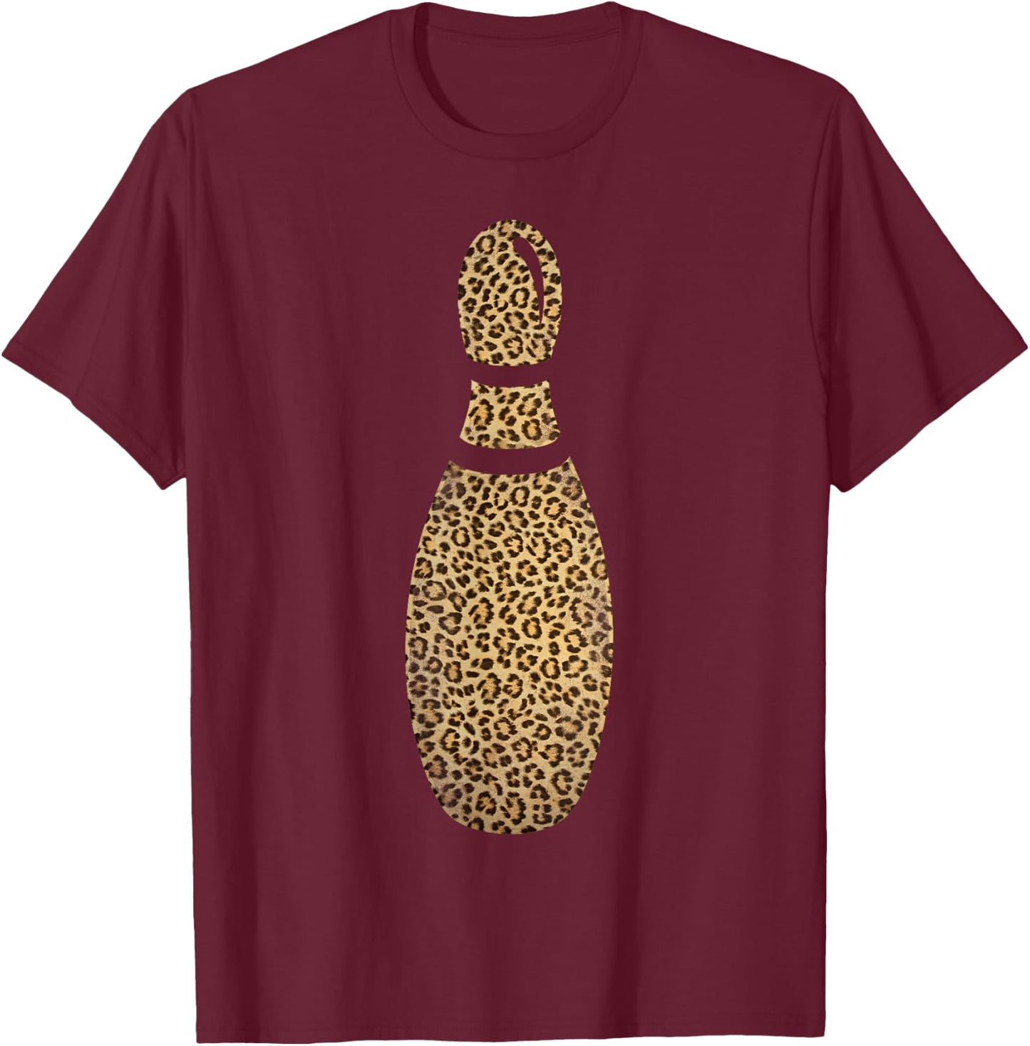 Funny Bowling Leopard Pin Cheetah T-Shirt - T-Shirt | Maroon