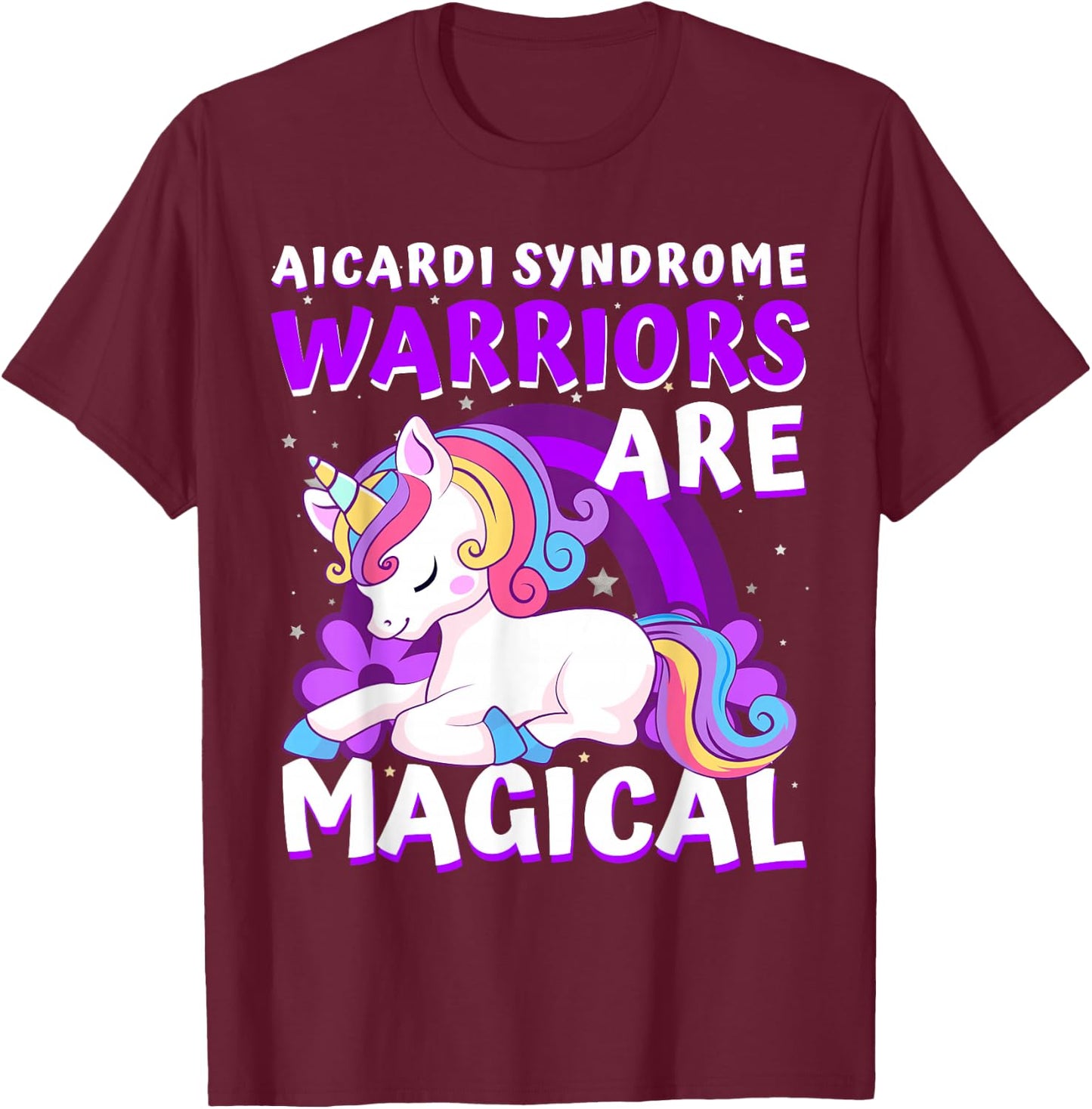 Warriors Magical Aicardi Syndrome Awareness Unicorn Purple T-Shirt - T-Shirt | Maroon